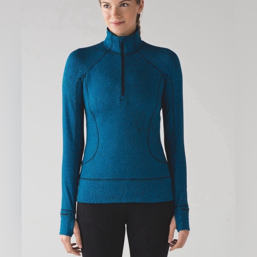 Lululemon Rush Hour 1/2 Zip Blue Running Jacket Size 10 - Picture 1 of 10